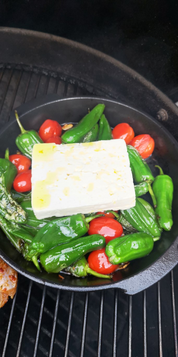 green pepper with cherry tomatos and cheese